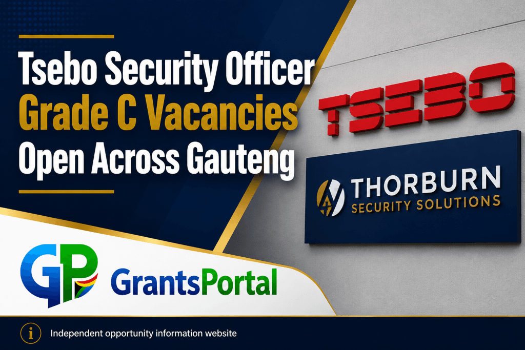 Tsebo Security Officer Grade C Vacancies Open Across Gauteng featured image showing Tsebo and Thorburn Security Solutions branding