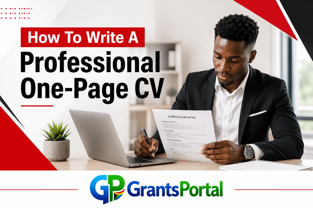 Professional one-page CV guide for South African job seekers applying for work opportunities.